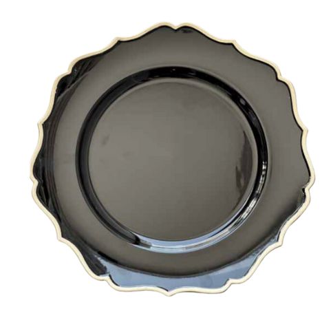 Bajo Plato Filo Dorado Negro