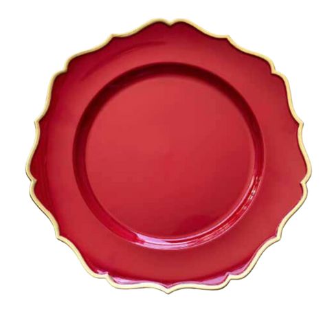 Bajo Plato Filo Dorado Rojo