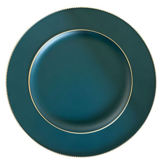 Plato Base Azul Filo Dorado