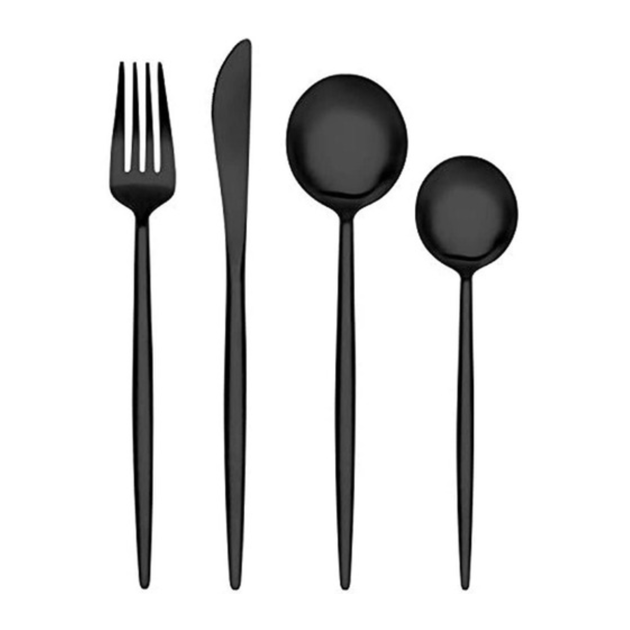 SET DE CUBIERTOS NEGRO MATTE (CUCHILLO, CUCHARA, CUCHARITA Y TENEDOR)