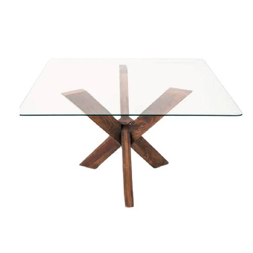 Mesa Cuadrada de Cristal Color Maple